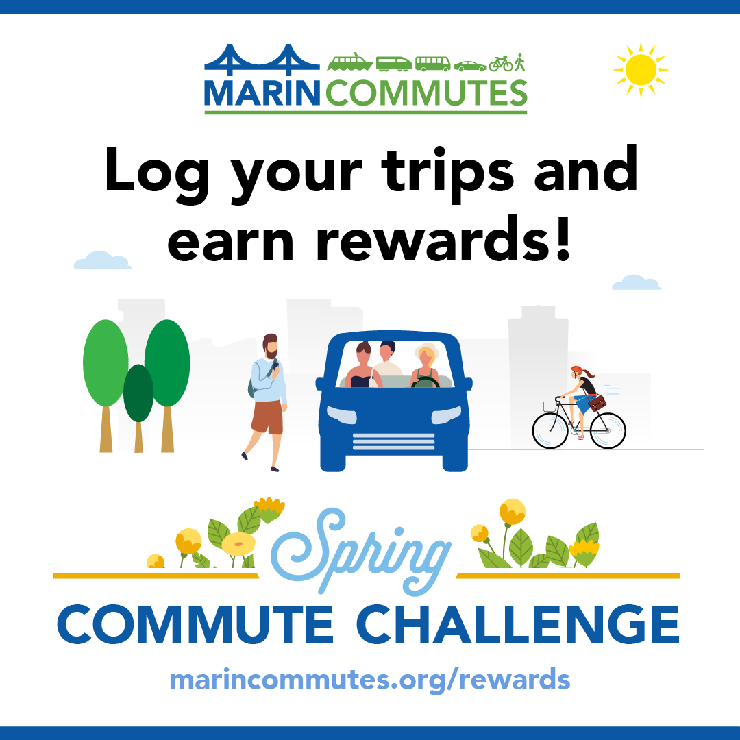 Marin Commutes logo with icons of various transportation modes (car, bus, bike, etc.)