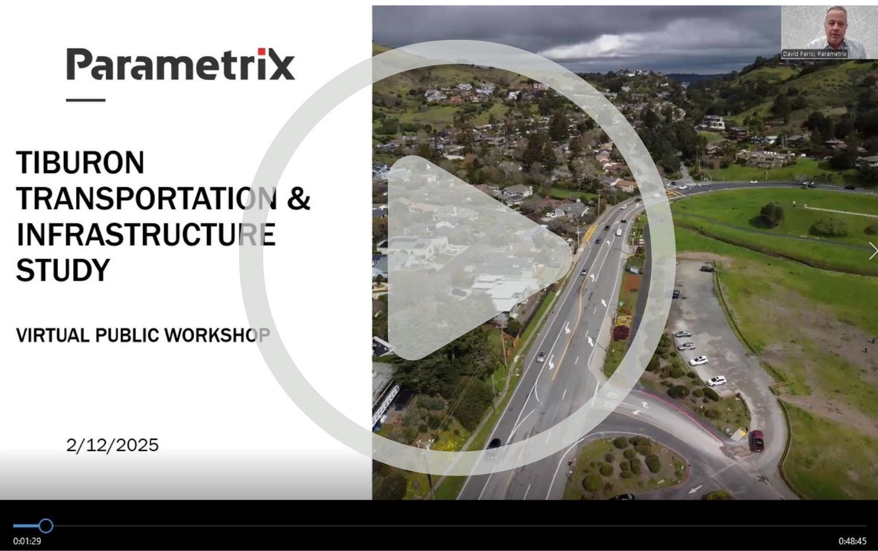 Press Play Tiburon Transportation & Infrastructure Study Cover Page with Image of Tiburon Boulevard